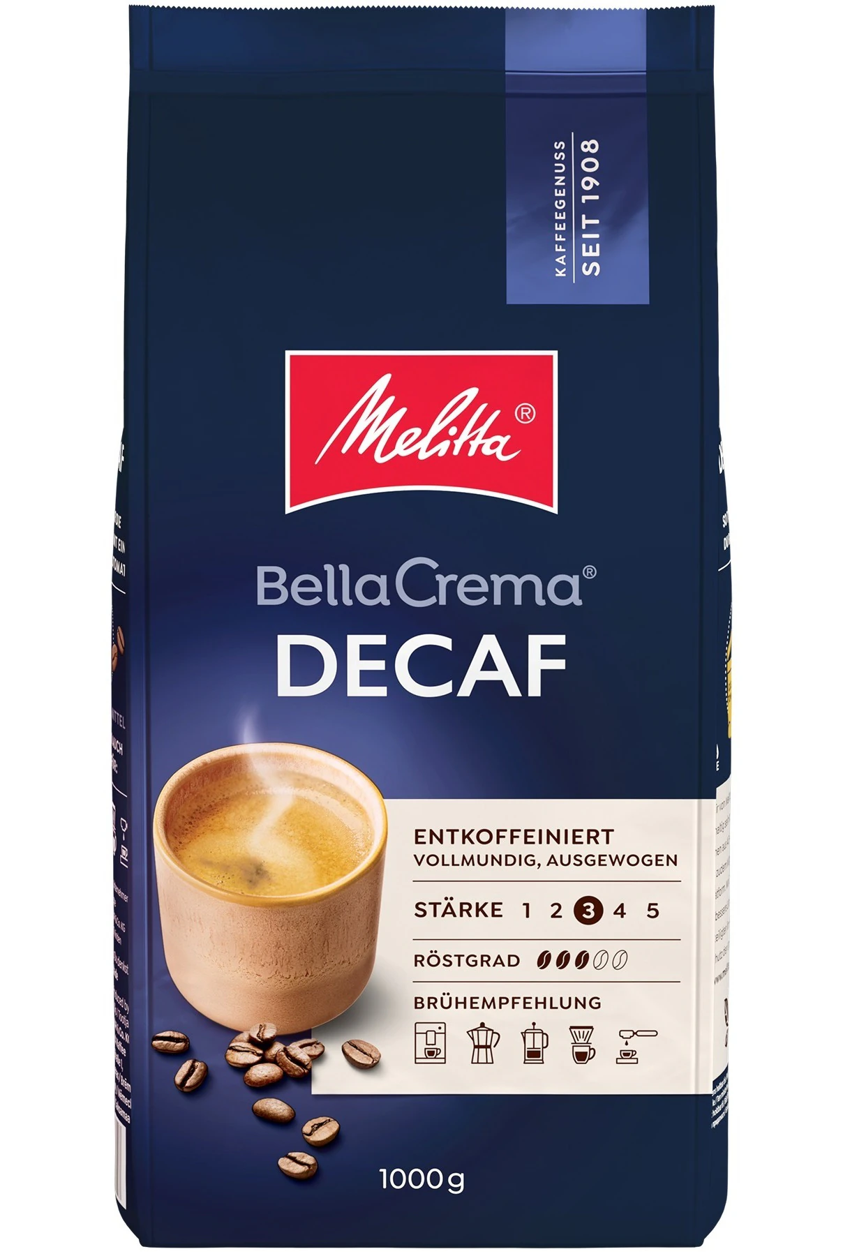 Däneli kofe MELITTA Decafinato 1000g