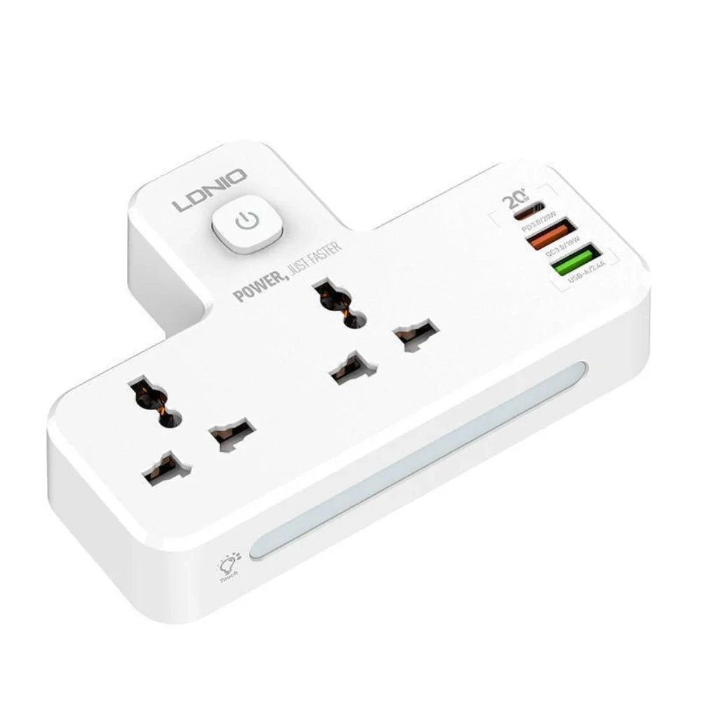 Goşa tor süzgüji LDNIO SC2311 2500W, 2 rozetka, 2 USB, Type-C, 20W