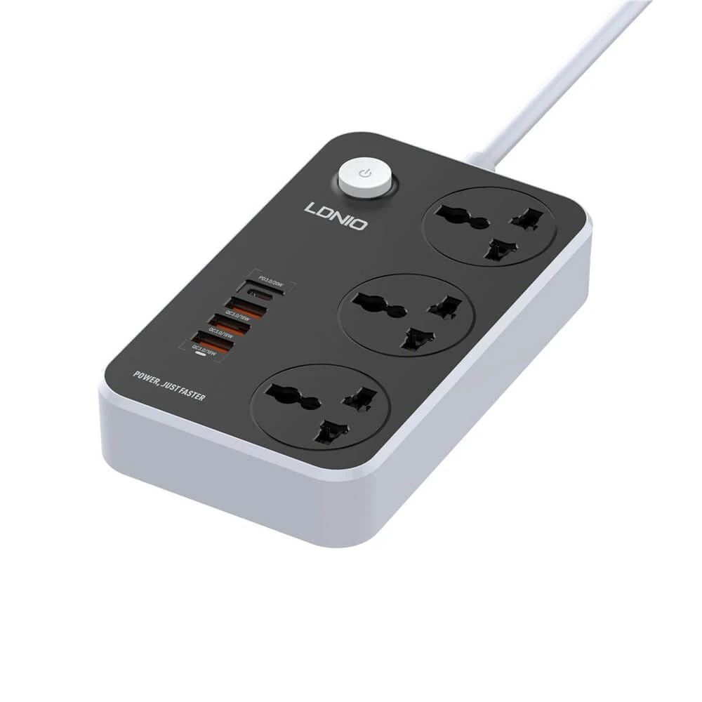 Uzaldyjy LDNIO SC3412 2500W, 3 rozetka, 3 USB, Type-C, 38W, 2m, gara