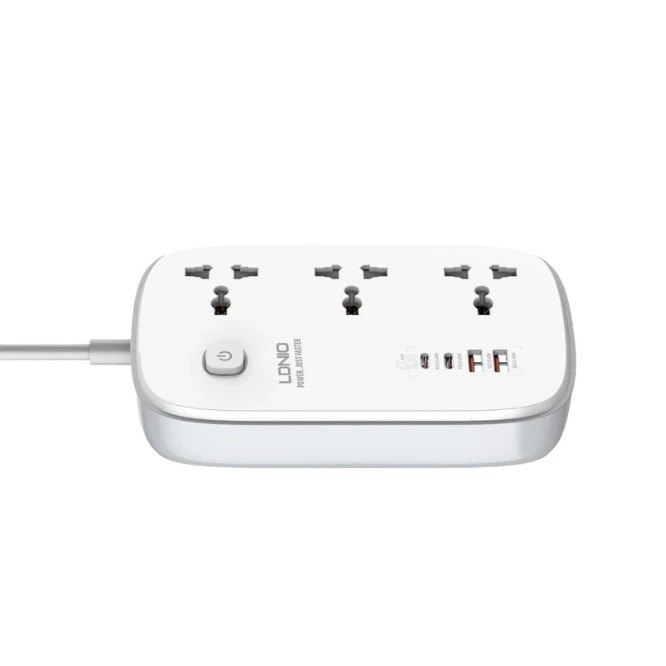 Uzaldyjy LDNIO SC3416 3250W, 3 rozetka, 2 USB, 2 Type-C, 65W, 2m