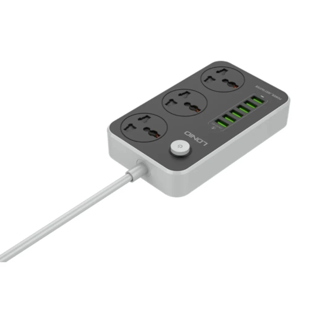 Uzaldyjy LDNIO SC3604 2500W, 3 rozetka, 6 USB, 17W, 2m, gara