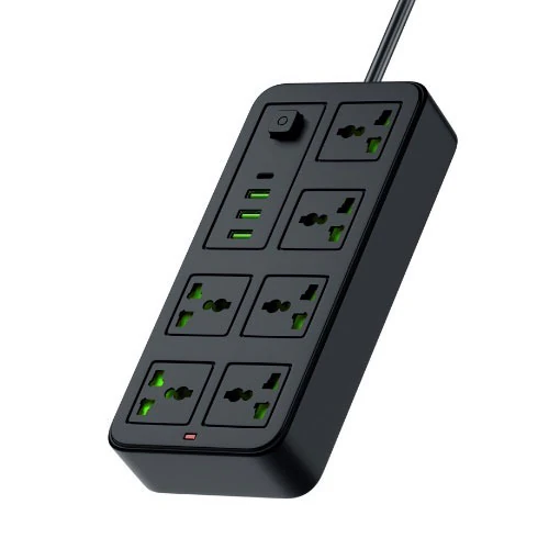 Uzaldyjy PORODO 6ACPS1C3A, 6 rozetka, 1 USB-C, 3 USB-A