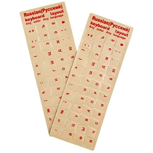 Keyboard sticker RUS/TKM, white-red