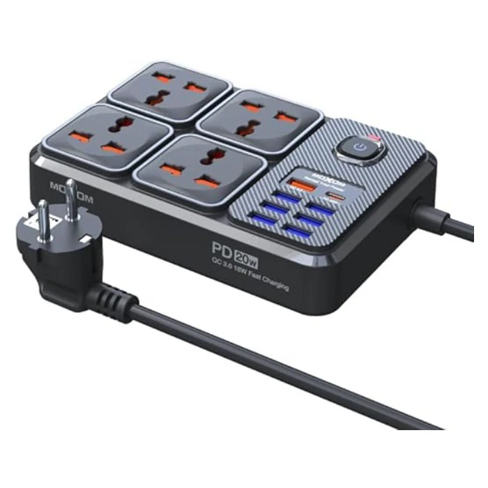 Tor süzgüji MOXOM MX-ST17, 4 rozetka, 7 USB-A, 1 Type-C, 2500W, 3M, gara