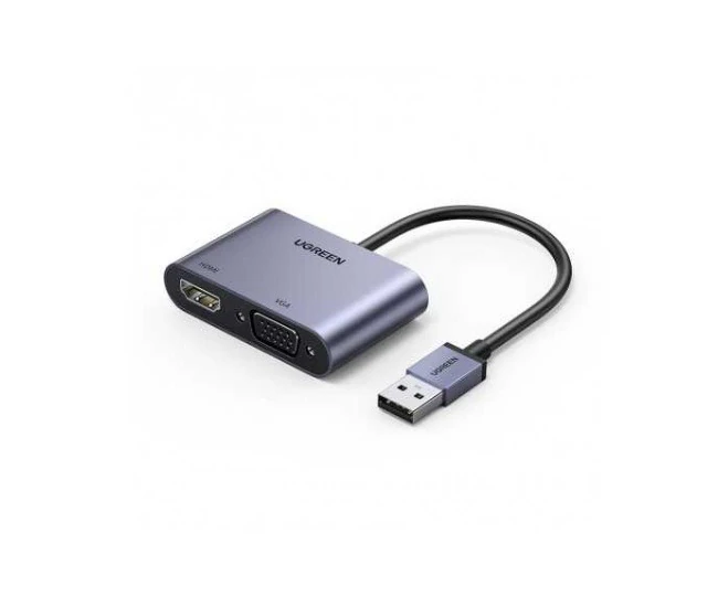 Кабель-переходник UGREEN 20518 USB – HDMI и VGA 15 см FHD 60Hz