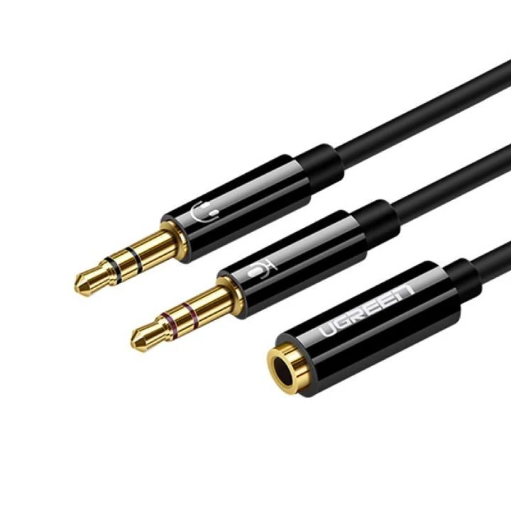 Audio cable UGREEN 20898 3.5mm female to 2 male, ABS case, black