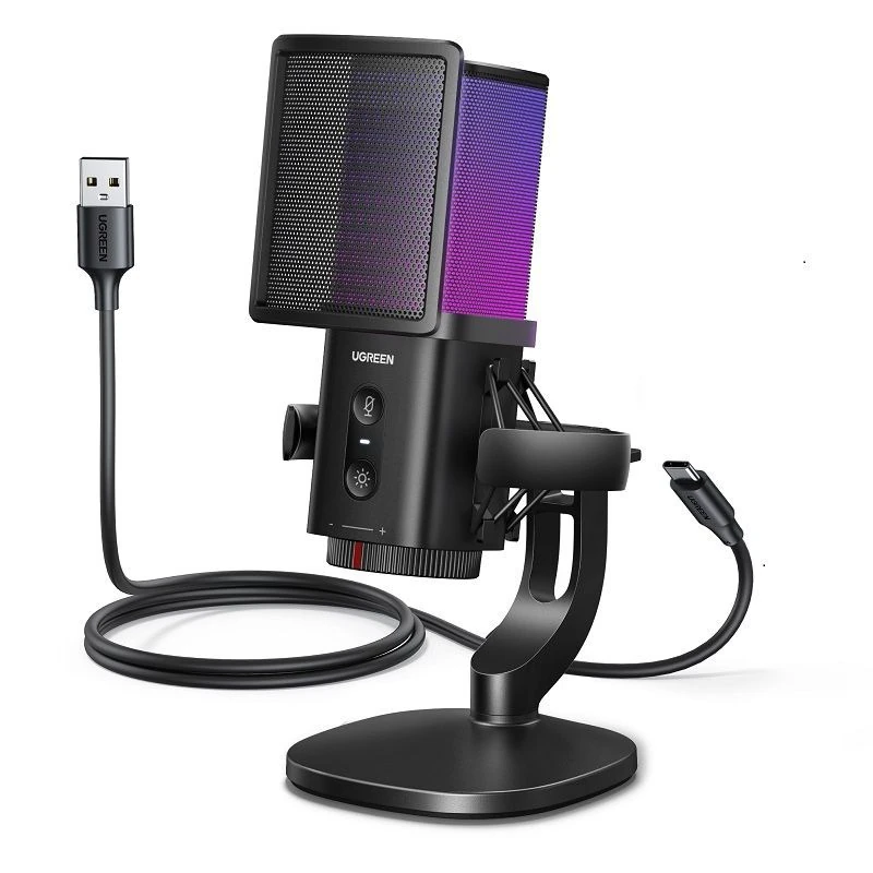 Stol üçin mikrofon UGREEN 65629 USB RGB, gara