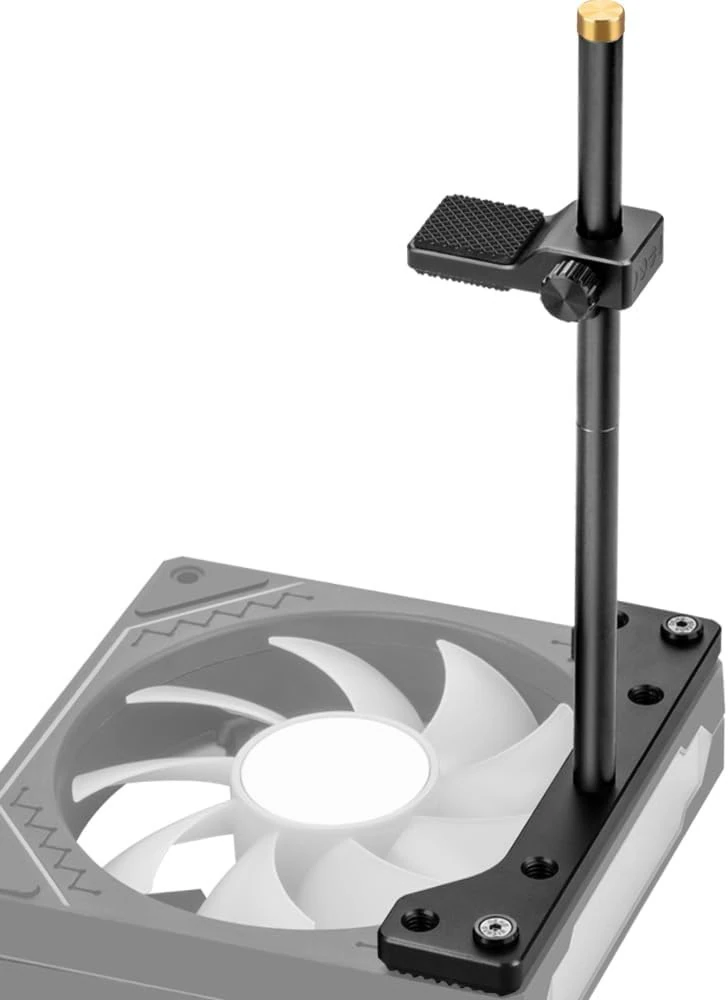 Tripod graphics card holder with adjustable sliding (attaches to a cooler)